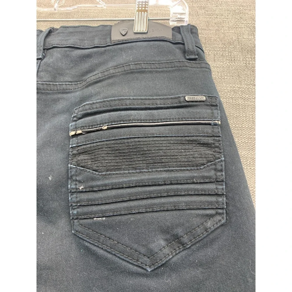 Fried Denim Jeans Mens 32x30 Black Cotton Stretch Whiskers Detail Mid Rise